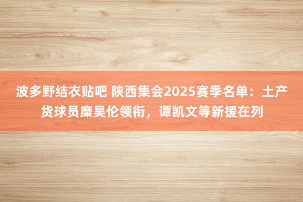 波多野结衣贴吧 陕西集会2025赛季名单：土产货球员糜昊伦领衔，谭凯文等新援在列